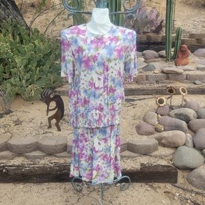 Ladies Vintage 80s Dress Floral Cottage